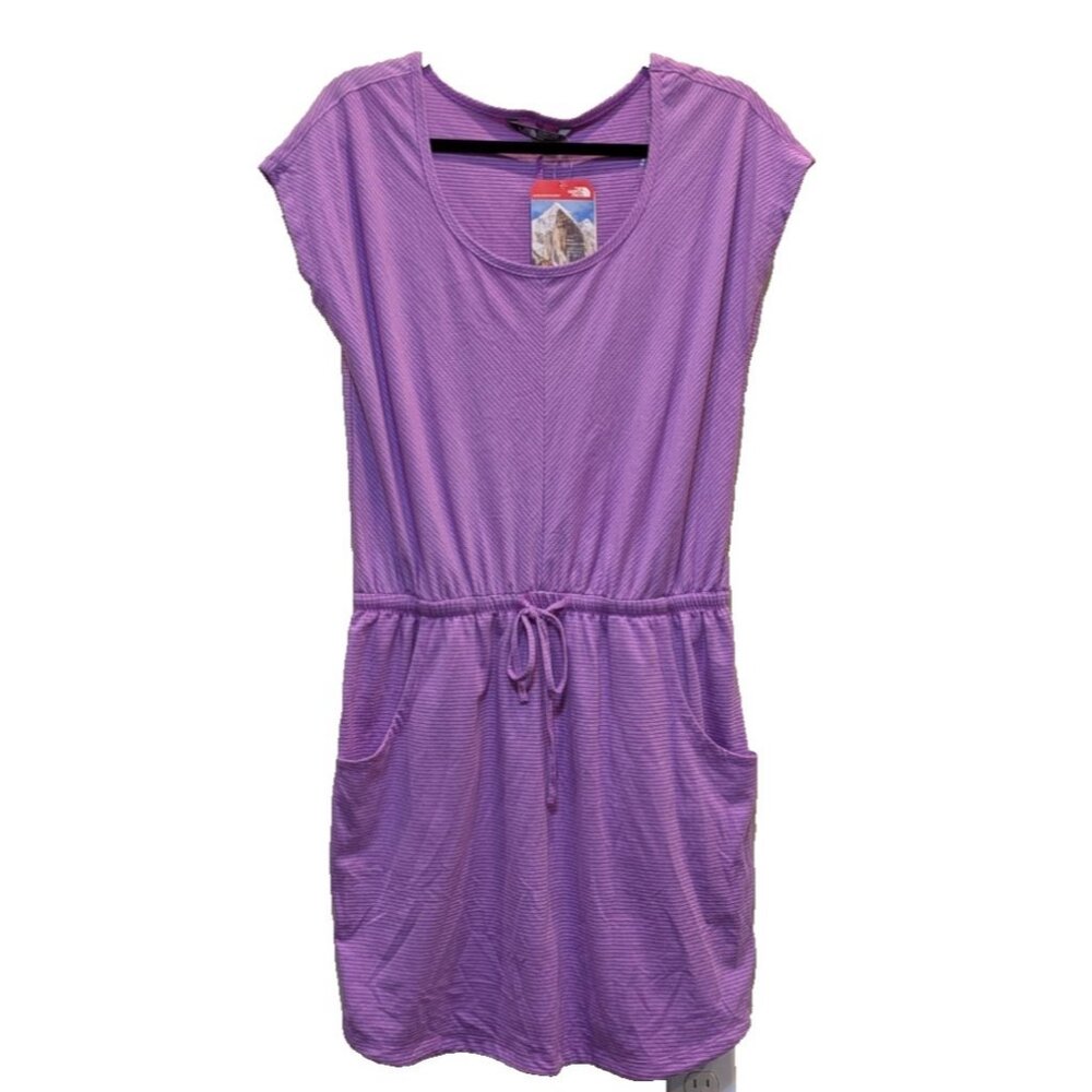 The North Face Simpse T-Shirt Dress Drawstring Waist Md Purple